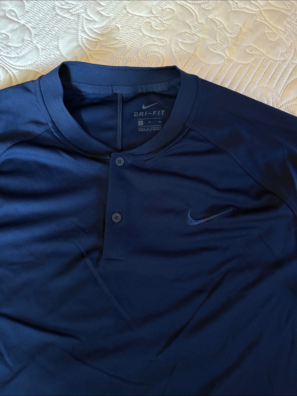 Nike Men’s Dark Navy Dri-FIT Henley Short Sleeve Shirt